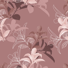 Watercolor beautiful branch.Pattern seamless on a colored background.