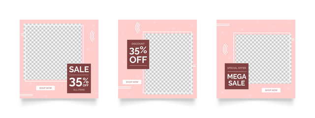modern social media post template with pink color suitable for valentines sale marketing promo. promotional web banner vector frame.