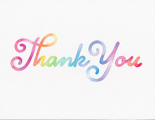 Colorful hand-painted watercolor thank you illustration