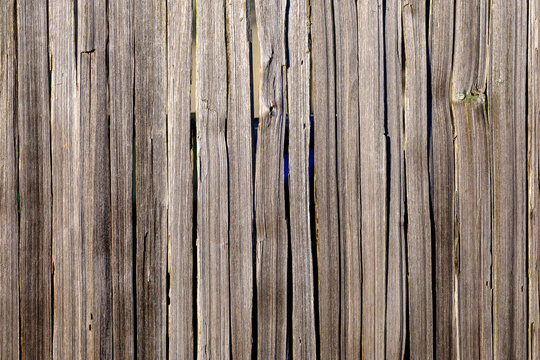 Rustic background of weather wood fence on a sunny day