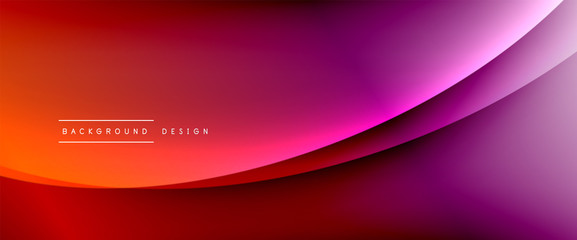 Wave liquid style lines with shadows and light on gradient background. Trendy simple fluid color gradient abstract background with dynamic straight shadow line effect