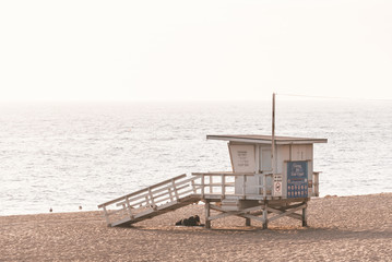 Fototapeta na wymiar Lifeguard stand on the beach, in Malibu, California