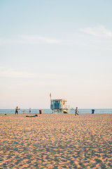 Lifeguard stand on the beach in Santa Monica, Los Angeles, California