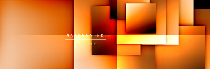 Square shapes composition geometric abstract background. 3D shadow effects and fluid gradients. Modern overlapping forms