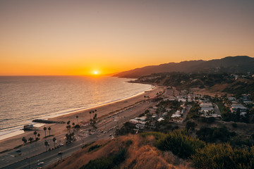Sunset view from The Point at the Bluffs, in Pacific Palisades, Los Angeles, California