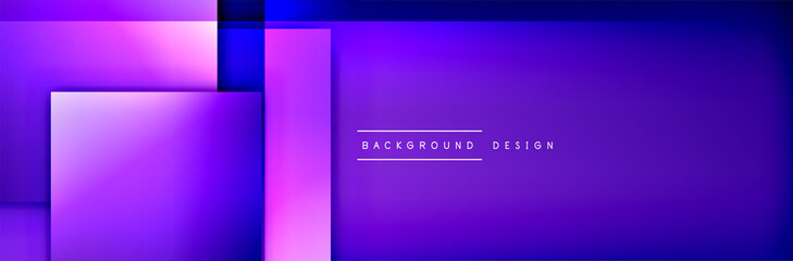 Square shapes composition geometric abstract background. 3D shadow effects and fluid gradients. Modern overlapping forms