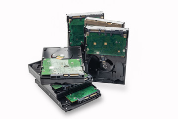 old hard disk drive, HDD for computer - laptop on white background