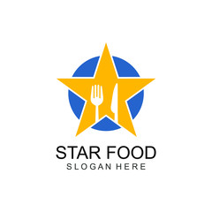 Obraz premium Fork Spoon and Star Logo Design