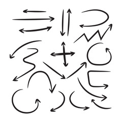 Vector set hand drawn arrows on a white background