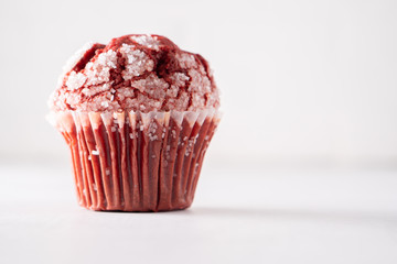 Fresh baked Red velvet muffin cupcake   .