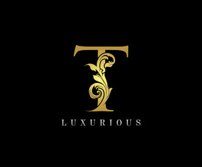Gold T Luxury Logo Icon, Classy T Letter Logo Design.