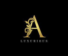 Gold A Luxury Logo Icon, Classy A Letter Logo Design.