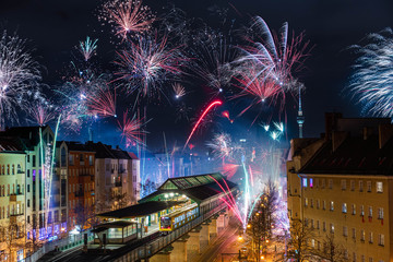 Display of Fireworks in Berlin Mitte on New Year's Eve