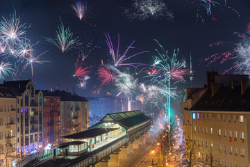 Display of Fireworks in Berlin Mitte on New Year's Eve