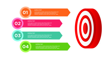 infographic target with 4 step element. Business concept with four options and number, steps or processes. data visualization. Vector illustration.