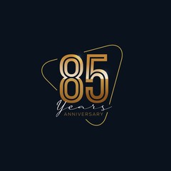 85 Years Anniversary badge with gold style Vector Illustration