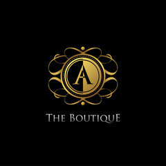 Golden A Letter Luxury Boutique Logo