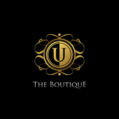 Golden U Letter Luxury Boutique Logo