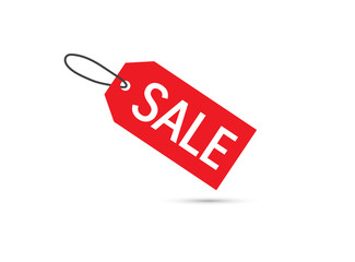 For sale label. Sale Tag Red. Vector illustration.