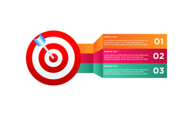 infographic target with 3 step element. Business concept with three options and number, steps or processes. data visualization. Vector illustration.