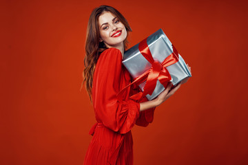 young woman with gift
