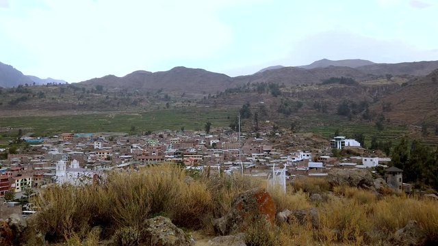 View of Cabanaconde Peru with cactus