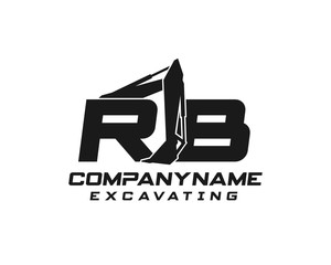 Initial RB excavator logo concept vector with arm excavator template vector.