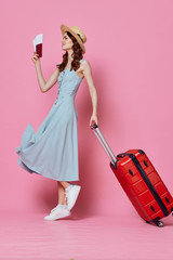 woman in dress with bag