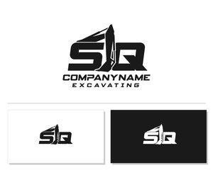 Initial SQ excavator logo concept vector with arm excavator template vector.