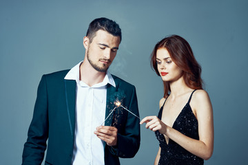 young couple with glass of red wine