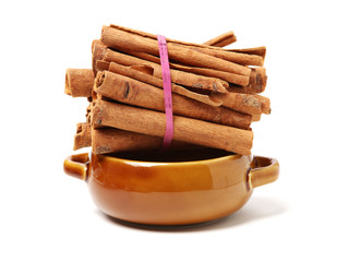 Cinnamon on a white background