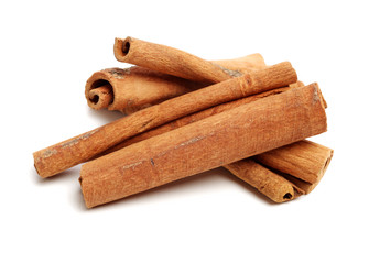 Cinnamon on a white background