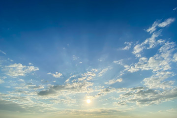 Naklejka na ściany i meble Blue sky with cloud during sunset
