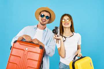 young couple with luggage