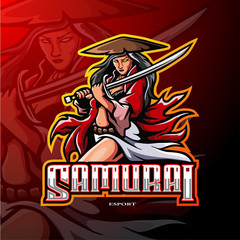 Samurai woman esport logo design 
