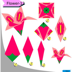 Origami 3d folding paper for kid education with flower 12