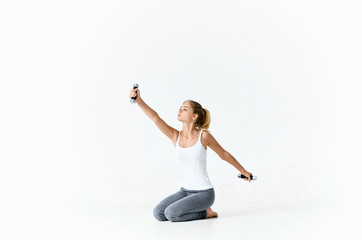 Fototapeta premium young woman doing yoga exercise