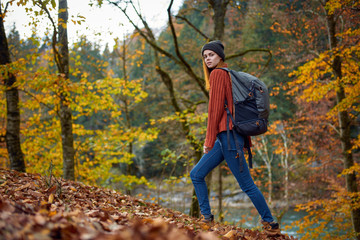 young woman in autumn park