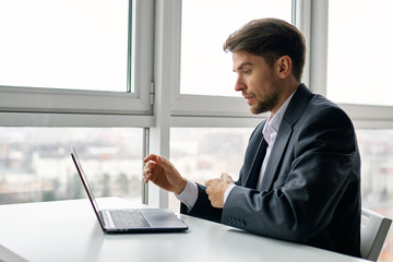 businessman working on laptop in office