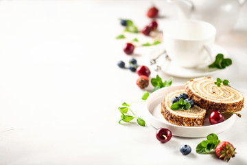 Swiss roll with cream