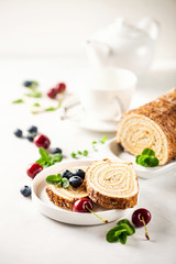 Swiss roll with cream