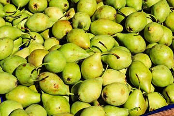 Stall with pears at street market