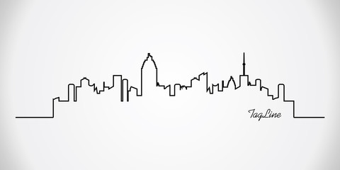Vector city silhouette. Night town on transparent background.
