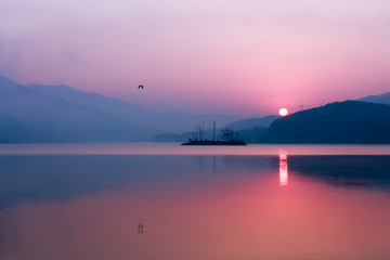 Beautiful sunset and clouds on the sea