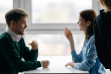 business people shaking hands finishing up meeting