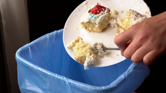 Uneaten wasted cakes, desserts and pastries after a holiday. Household food and drink waste