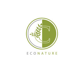 Circle Green C Letter, Eco Nature C Logo Icon Concept