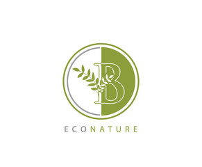 Circle Green B Letter, Eco Nature B Logo Icon Concept