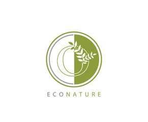 Circle Green O Letter, Eco Nature O Logo Icon Concept