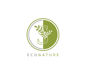 Circle Green S Letter, Eco Nature S Logo Icon Concept